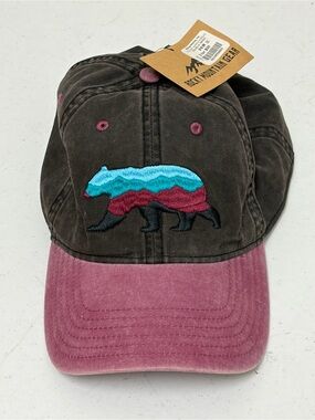 Rocky Mountain Gear Men's Two-Tone Bear Embroidered Baseball Cap - Black & Pink